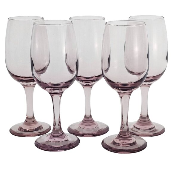 5) Libbey Premiere Plum Wine Glasses 7" tulip shape  glasses 1998 - Picture 1 of 11